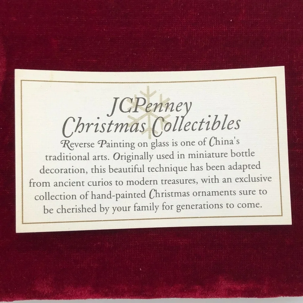 2000 J.C. PENNY CHRISTMAS COLLECTIBLES REVERSE PAINTING GLASS TREE ORNAMENT-NOS